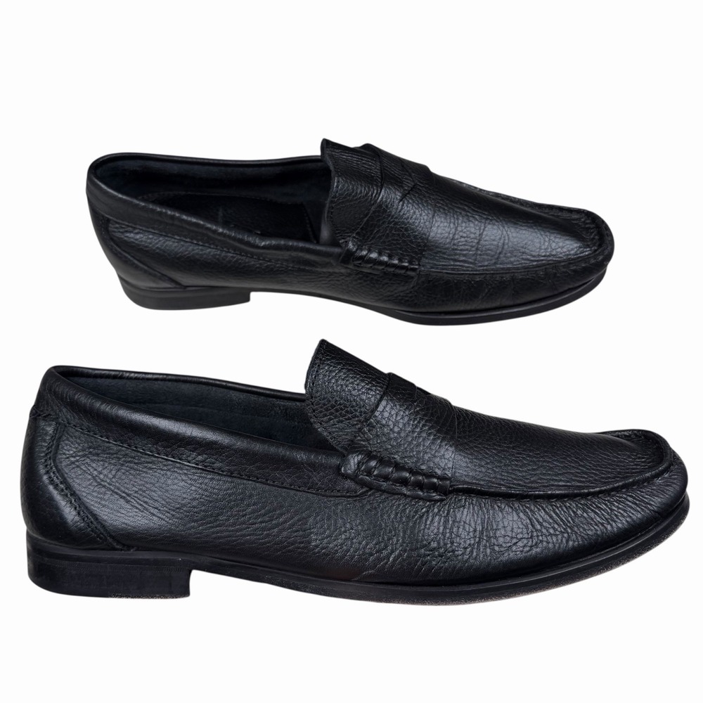 Sandrino PLACIDO Leather Men's Penny Loafer Shoe Black Sz‎ 10.5 D